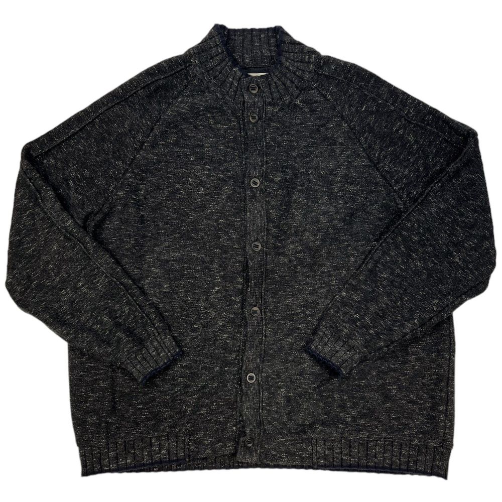 Carbon2Cobalt Men's Mockneck Button Down Cardigan Charcoal Gray XL